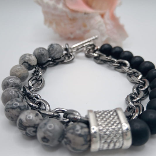 PULSERA DE CUENCAS GREY & BLACK