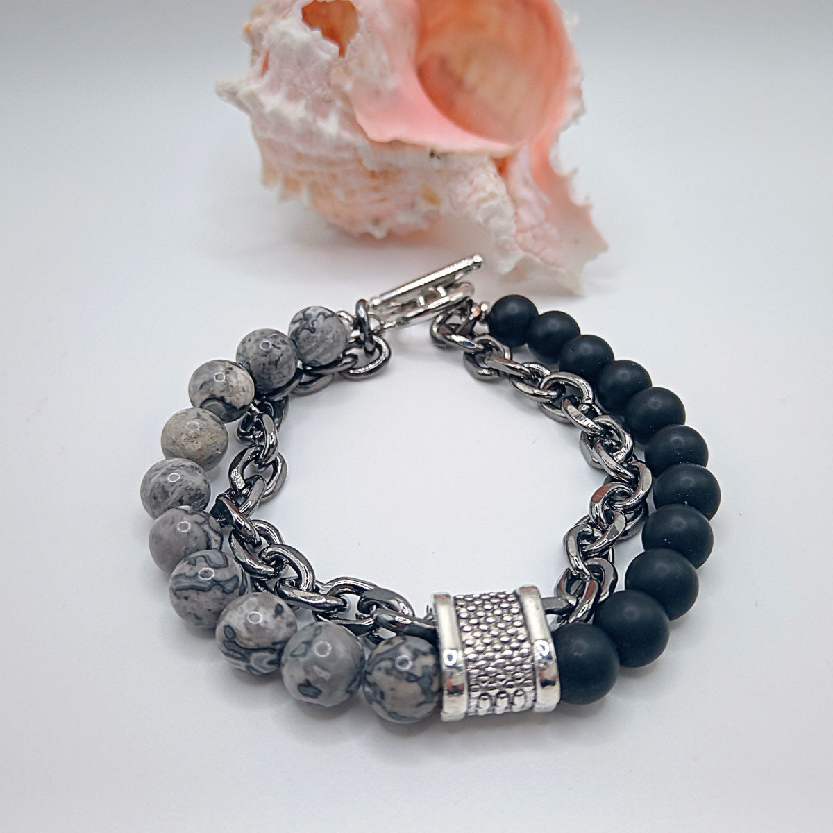 PULSERA DE CUENCAS GREY & BLACK
