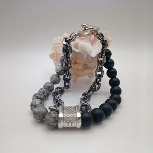 PULSERA DE CUENCAS GREY & BLACK